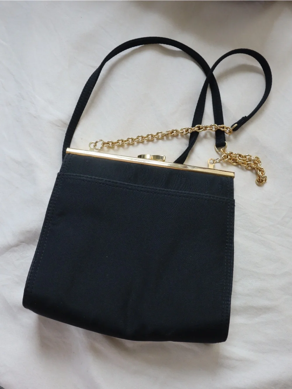 Liz Claiborne Black Embellished Shoulder Purse with Gold Accents
